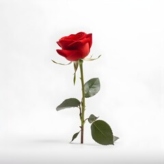 Capture the essence of elegance with a single rose, showcased in a captivating photographic composition against a pristine white background. Generative AI