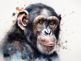 水彩風のチンパンジー：AAI作品
