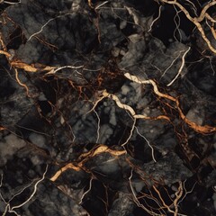 Pitiful marble surface establishment, common marble with brown wavy veins. Seamless pattern, AI Generated