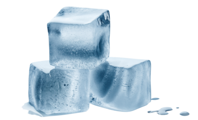 Three ice cubes cut out