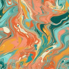 A orchestrate made through the liquid inquisitively portray technique, taking after marble. Seamless pattern, AI Generated