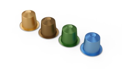 3D Rendering classic coffee capsules isolated on white background