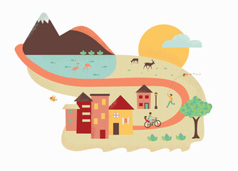 Town life and natural environment in harmony