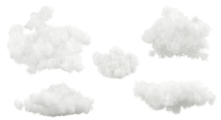 Smooth soft clouds shapes isolated transparent backgrounds 3d render png