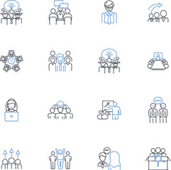 Managerial direction line icons collection. Leadership, Guidance, Control, Vision, Empowerment, Direction, Authority vector and linear illustration. Management,Decision-making,Delegation outline signs