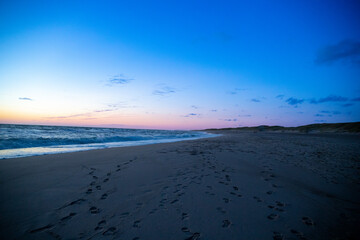 Blue hour on the beach after sunset North Sea Denmark