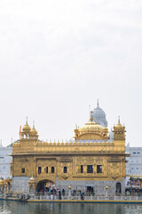 Beautiful view of Golden Temple (Harmandir Sahib) in Amritsar, Punjab, India, Famous indian sikh landmark, Golden Temple, the main sanctuary of Sikhs in Amritsar, India