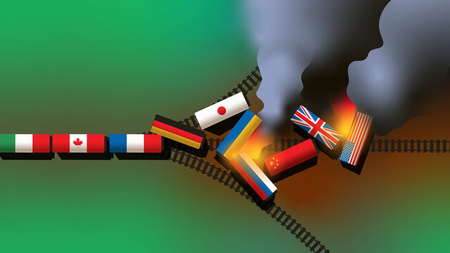 Russian and Ukrainian train carriages crashing and causing international crisis