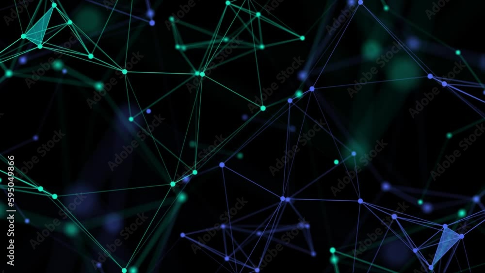 Poster connecting colored lines and dots in space. abstract digital background. data network connections.3d