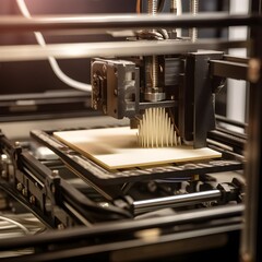 Explore the world of advanced manufacturing with a close-up of a high-tech 3D printer. Witness the precision and intricacy of additive manufacturing in action. 