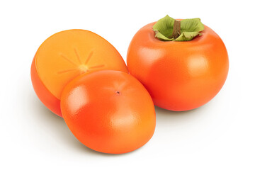 Persimmon fruit isolated on white background with full depth of field