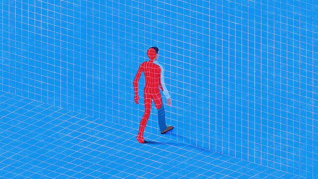 Wireframe model becoming human