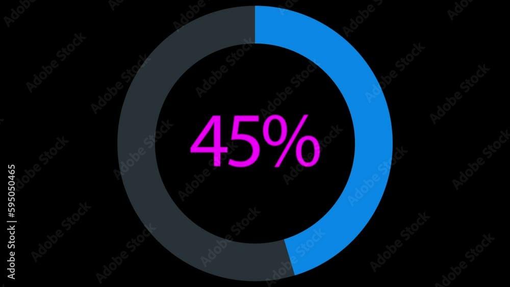 Poster blue radial progress bar. percent indicator. flat style. simple ui diagram element on black backgrou