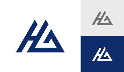 Letter HG triangle initial monogram logo design