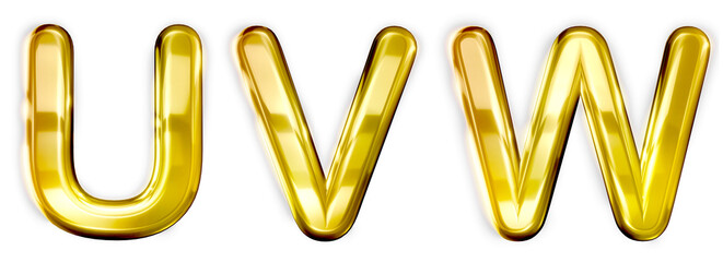 Gold 3d letters U, V, W © JMBee Studio