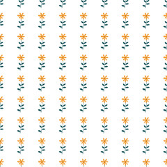 Obraz premium Cute flower seamless pattern. Naive art style. Hand drawn floral endless background.