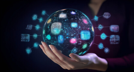 Fototapeta premium The internet in the palm of your hand. Technology in your hand. The future in the palm of your hand.