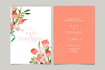 Wedding card with flowers
