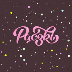 Vector Illustration with letters Pączki (mean Donuts in Polish) on colorful background