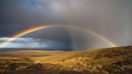 Fototapeta na wymiar rainbow and rain generative ai