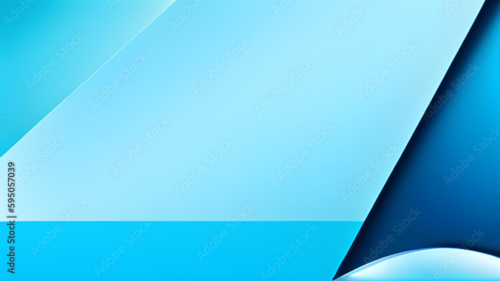 Poster geometric shapes on abstract blue background - ai generative
