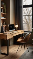 Fototapeta na wymiar working room for home interior architecture with a minimalist style