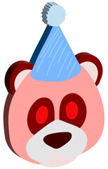 3D red birthday panda with party hat