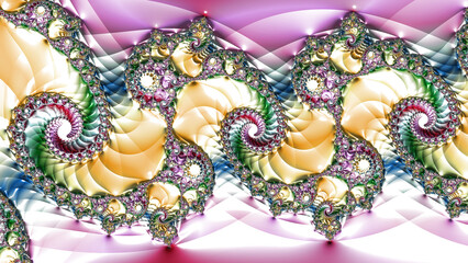 Fractal artwork, unique abstract design with colorful spirals. customized and special fractals. 