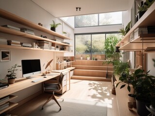 working room for home interior architecture with a minimalist style