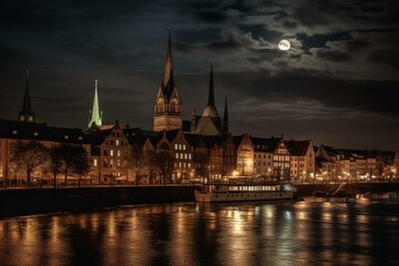 Fototapeta na wymiar Bremen Skyline. Generative AI