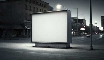 Fototapeta premium AI Generated. AI Generative. City urban big billboard mock up canvas. Can be used for graphic design or marketing. Photo realistic Graphic Art Illustration.