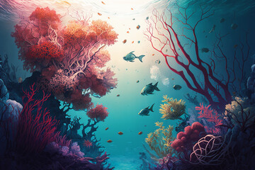 Harmonious Marine Life in a Vibrant Coral Reef - Generative AI Art
