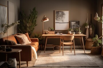 working room for home interior architecture with a minimalist style