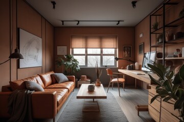 Obraz na płótnie Canvas working room for home interior architecture with a minimalist style