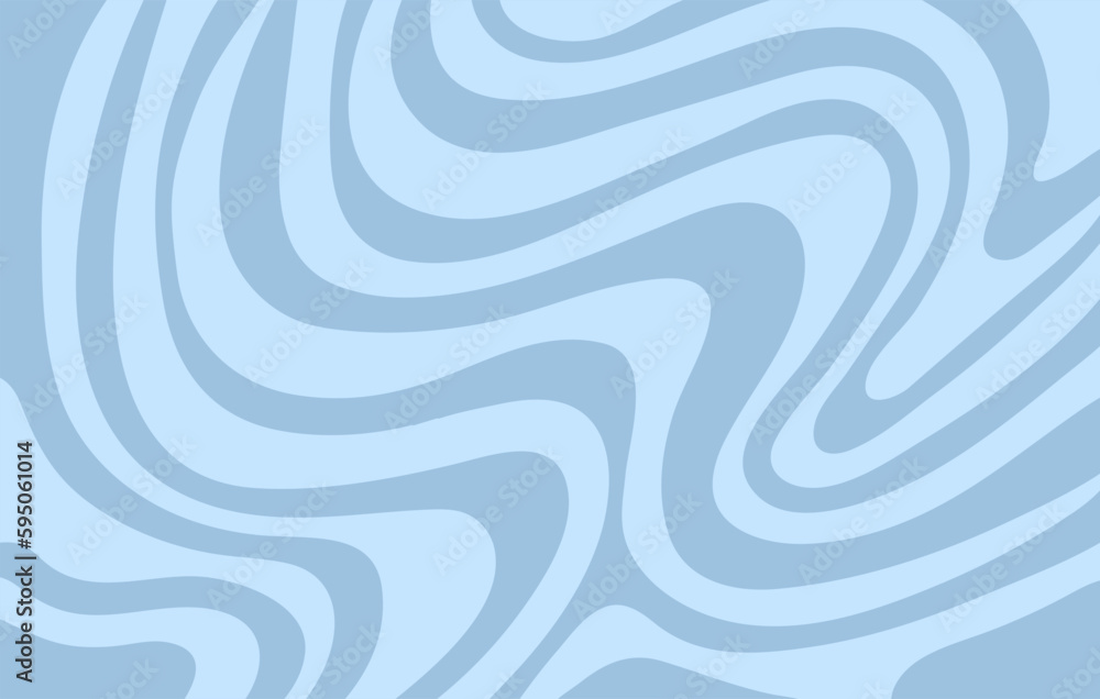 Poster Abstract horizontal background with blue waves. Trendy vector illustration in style retro 60s, 70s. Pastel colors