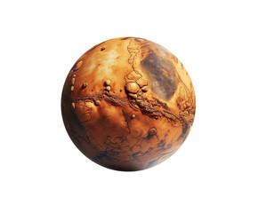 Planet Mars on transparent background, created with generative AI