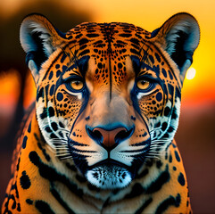 leopard in the sun golden hour, Ai Generate 