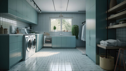 Fototapeta na wymiar laundry room for home interior architecture with a minimalist style