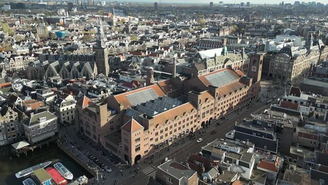 Aerial view of Beurs van Berlage building in Amsterdam, Netherlands