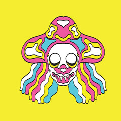 Skull Clown Vintage Ornament illustration