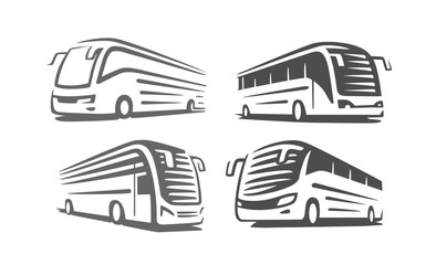 Travel bus logo line template.