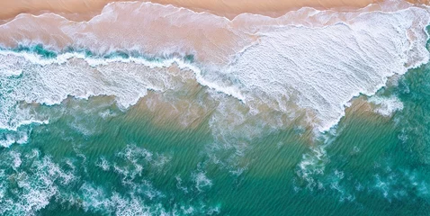 Foto op Aluminium sea beach and waves top view Generative AI © Denis S