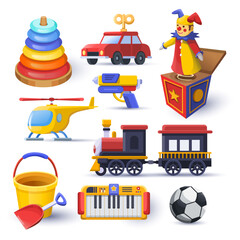 colorful and varied set of children's toys vector