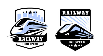 Modern high speed train emblem. - 595065666