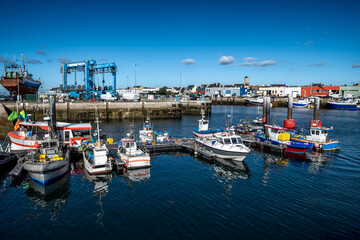Harbor And Fishing Boats Of Finistere City Guilvinec At The Coast Of Atlantic In Brittany, France