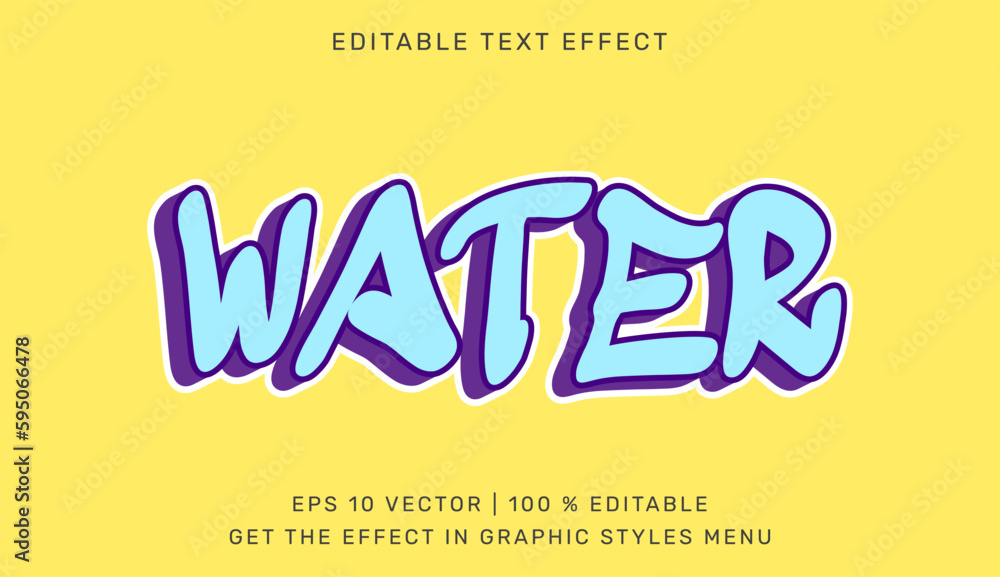 Poster water editable text effect in 3d style