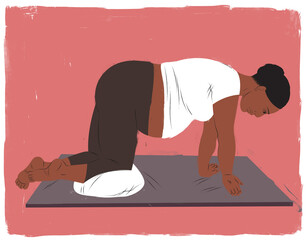 Pregnant woman in labor on all fours birth position