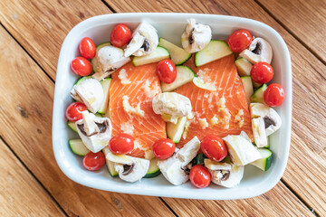 Fischgericht Lachs all in one Pot aus dem Backofen 
