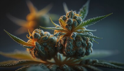 Fototapeta premium Marijuana buds close-up weed background concept generative ai