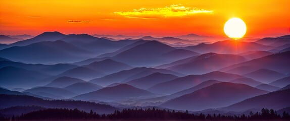 Obraz na płótnie Canvas sunset in the mountains banner Generative AI